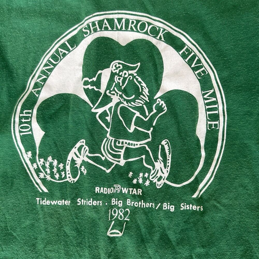VTG 1982 Shamrock Run Shirt Super Screen Stars Men’s Small Green St Patricks Day - Picture 2 of 7